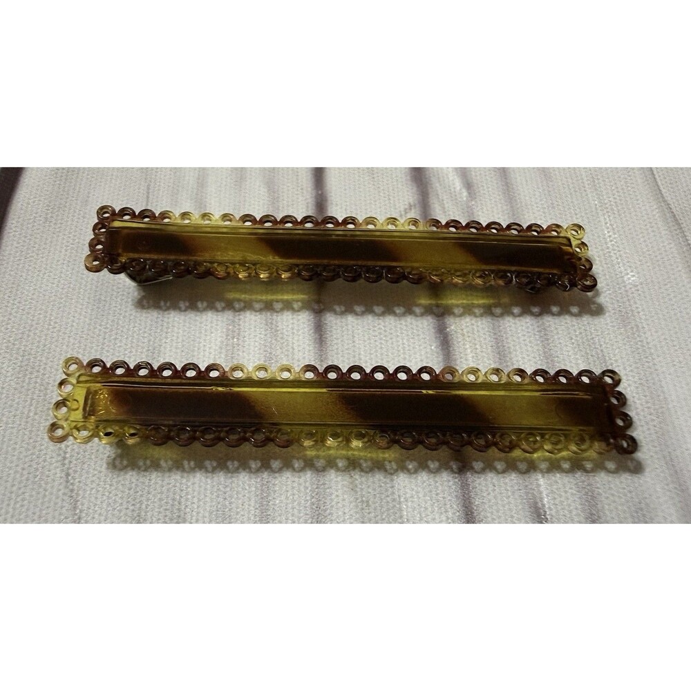 Vintage Faux Tortoise Shell Hair Clips Barrettes X 2